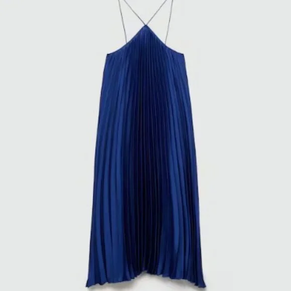 Mango Pleated halter neck dress - Size Medium - Picture 6 of 6